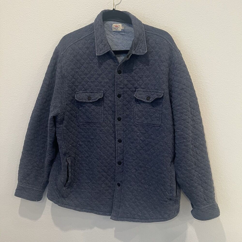 Faherty Epic Quilted Fleece CPO - Navy Melange - Shirt Jacket Jacket Men's XXL